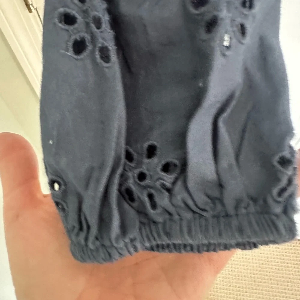American Eagle Outfitters Navy Eyelet Blouse